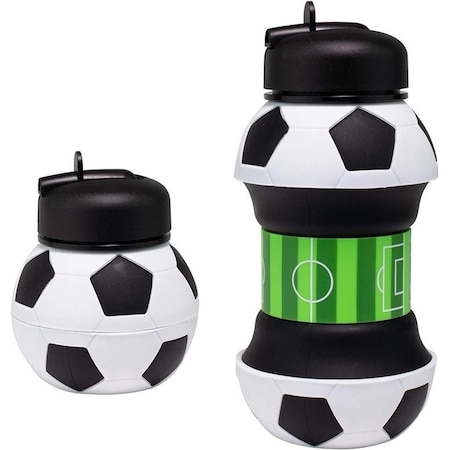 18 Oz Collapsible Silicone Soccer Water Bottle